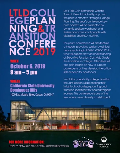 LTLD College Planning and Transition Conference 2019, with Dr. Karen Wilson